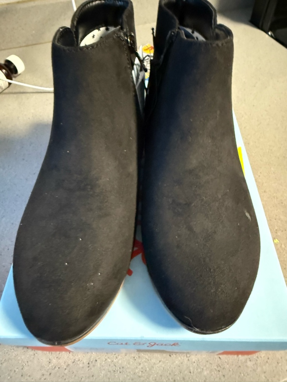Cat & Jack Black Suede-Look Ankle Booties